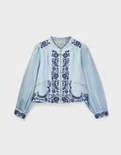 East Estelle Floral Embroidered Jacket, Blue (BLUE), large