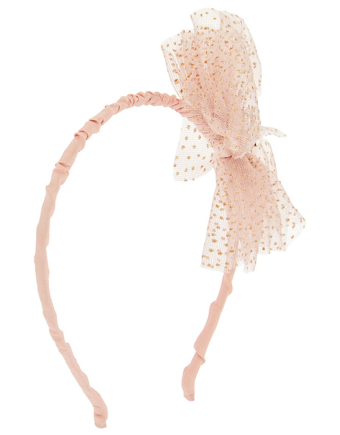 Abby Glitter Bow Headband, , large