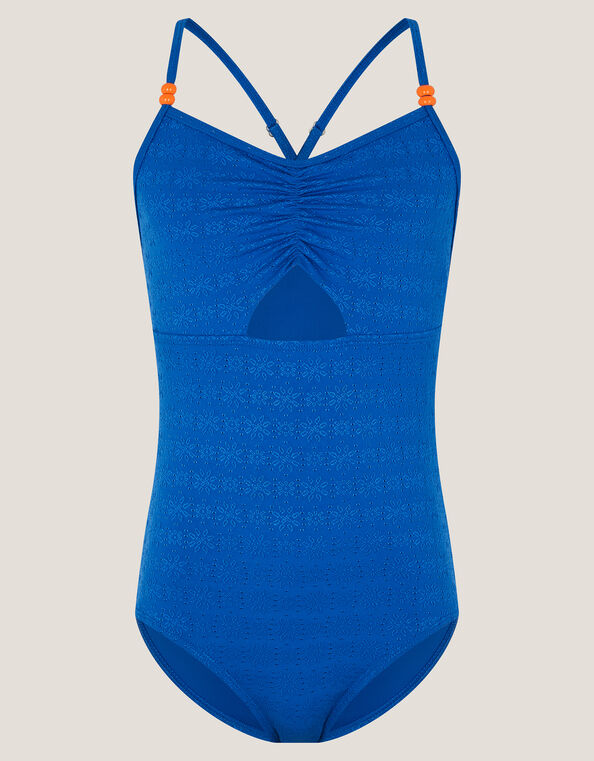 Broderie Cut Out Swimsuit, Blue (BLUE), large