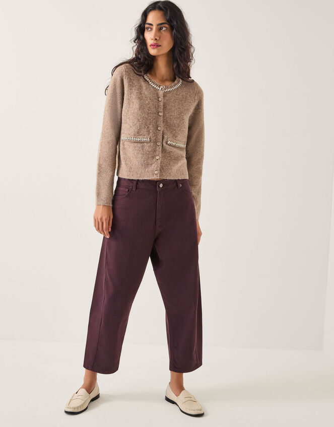 Evie Embellished Cardigan, Mink (MINK), large