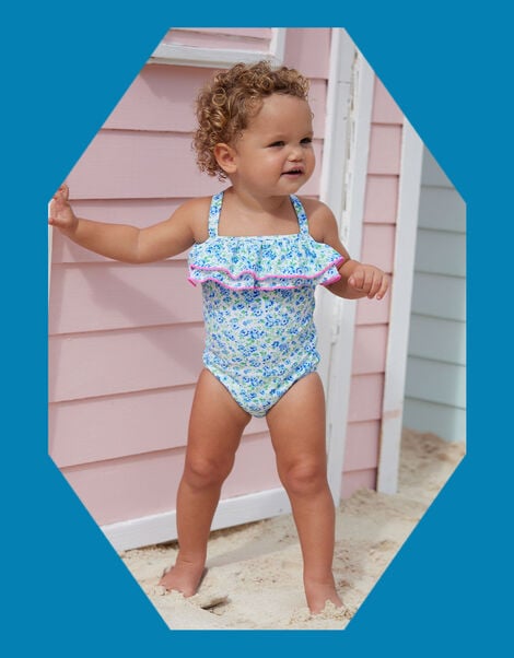 Sunuva Baby Vintage Ditsy Floral Swimsuit, Blue (BLUE), large