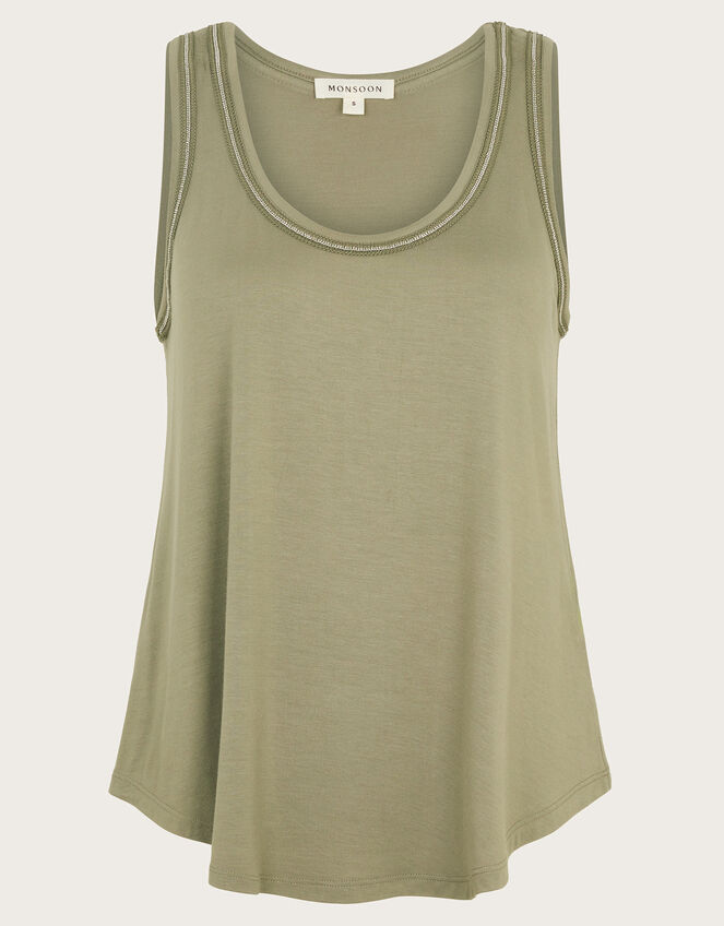Jess Jersey Cami Top, Green (KHAKI), large