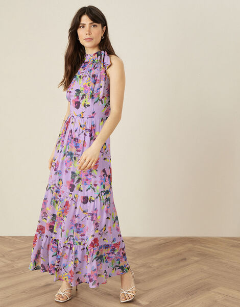 Helen Dealtry Brynn Floral Midaxi Dress Purple, Purple (LILAC), large