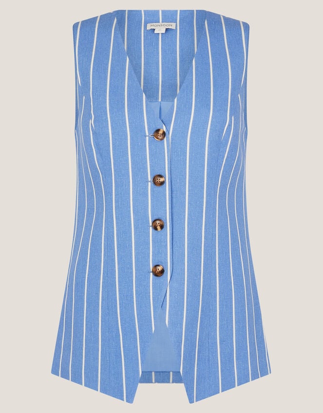 Susan Stripe Waistcoat, Blue (BLUE), large