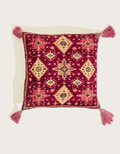 Velvet Printed Tassel Cushion, , large