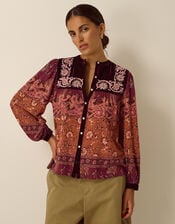 Hunter Floral Print Jersey Shirt, Red (BURGUNDY), large