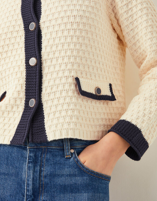 Nancy Smart Waffle Knit Cardigan, Ivory (IVORY), large