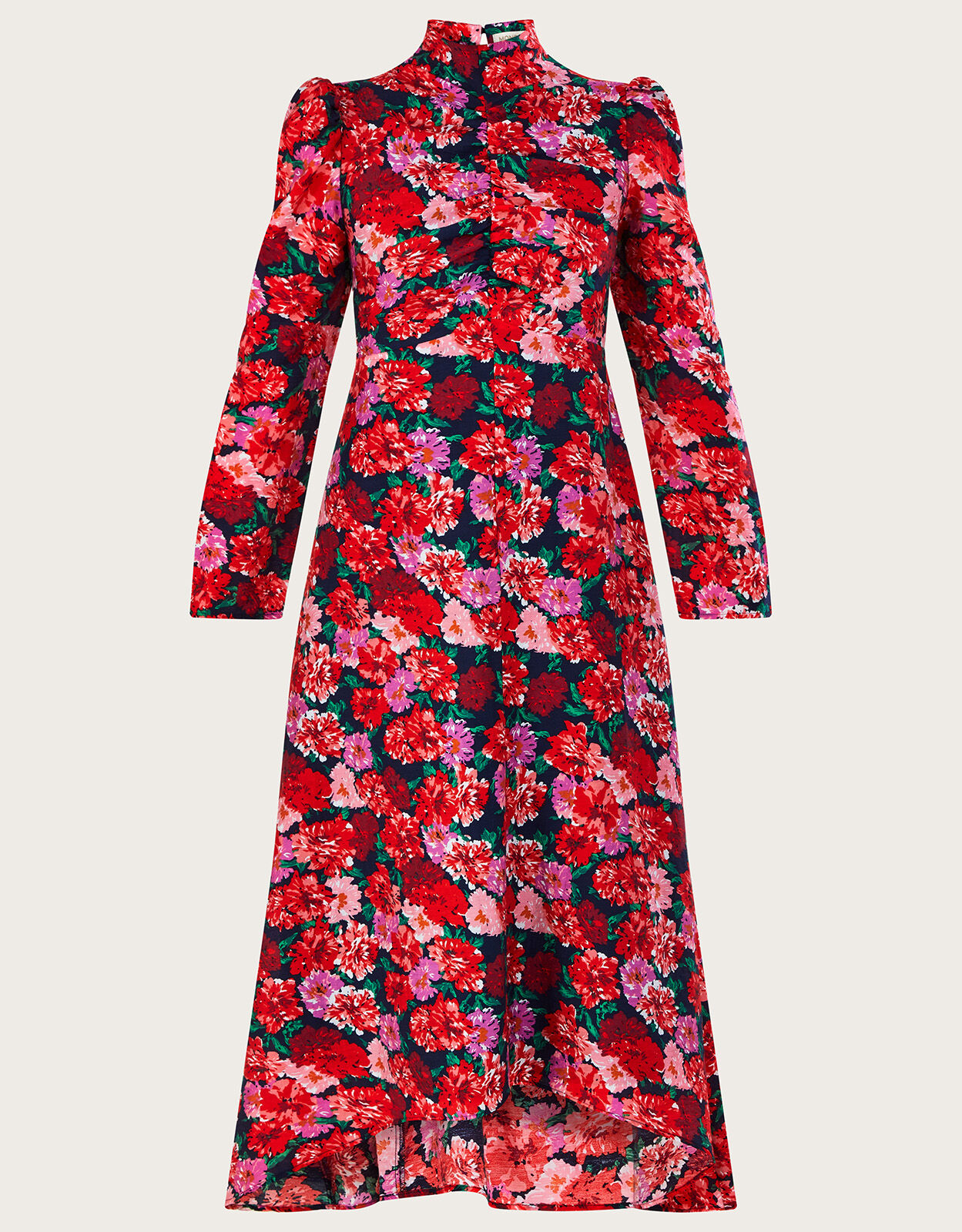 Regina Ruched High Low Dress Red