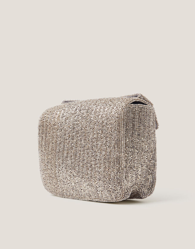 Bella Beaded Bow Bag, Silver (SILVER), large