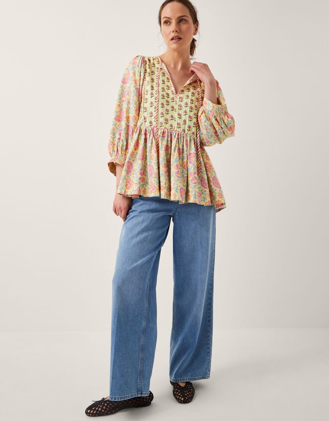 Betty Mix Floral Print Top, Yellow (YELLOW), large