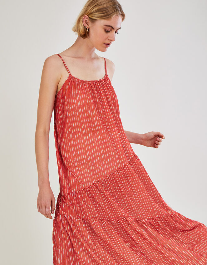 Stripe Maxi Jersey Dress , Orange (ORANGE), large