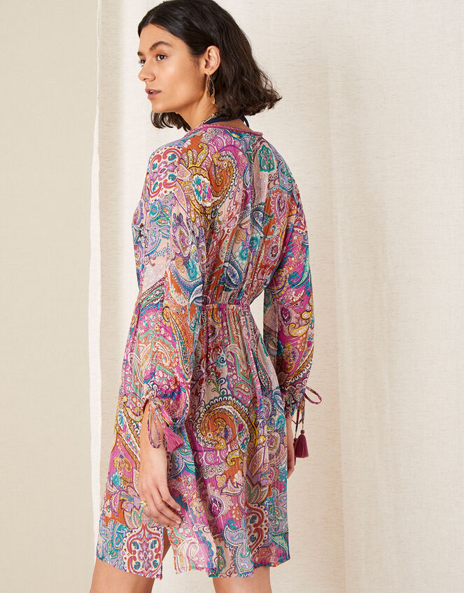 Paisley Print Kaftan Dress, Pink (PINK), large