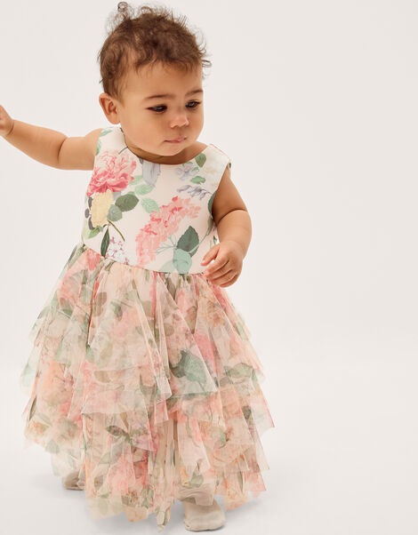 Baby Agnes Floral Print Ruffle Tier Dress, Multi (MULTI), large