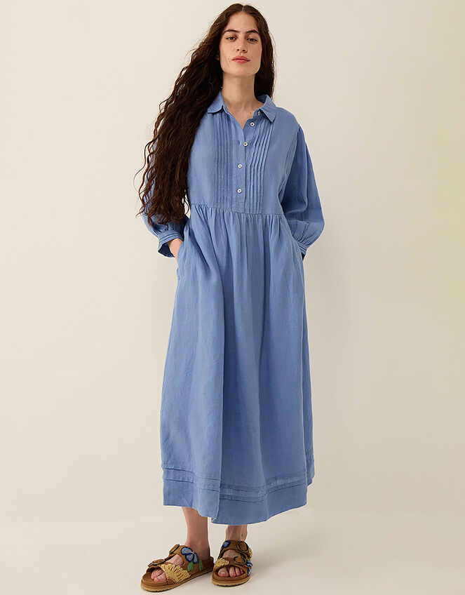 East Liza Linen Shirt Dress, Blue (BLUE), large