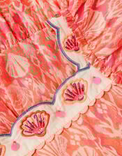 Embroidered Shell Print Dress, Pink (PINK), large