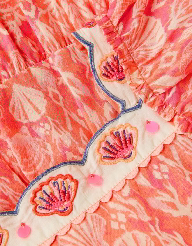 Embroidered Shell Print Dress, Pink (PINK), large