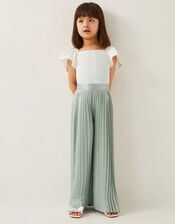 Satin Pleated Jumpsuit, Green (GREEN), large