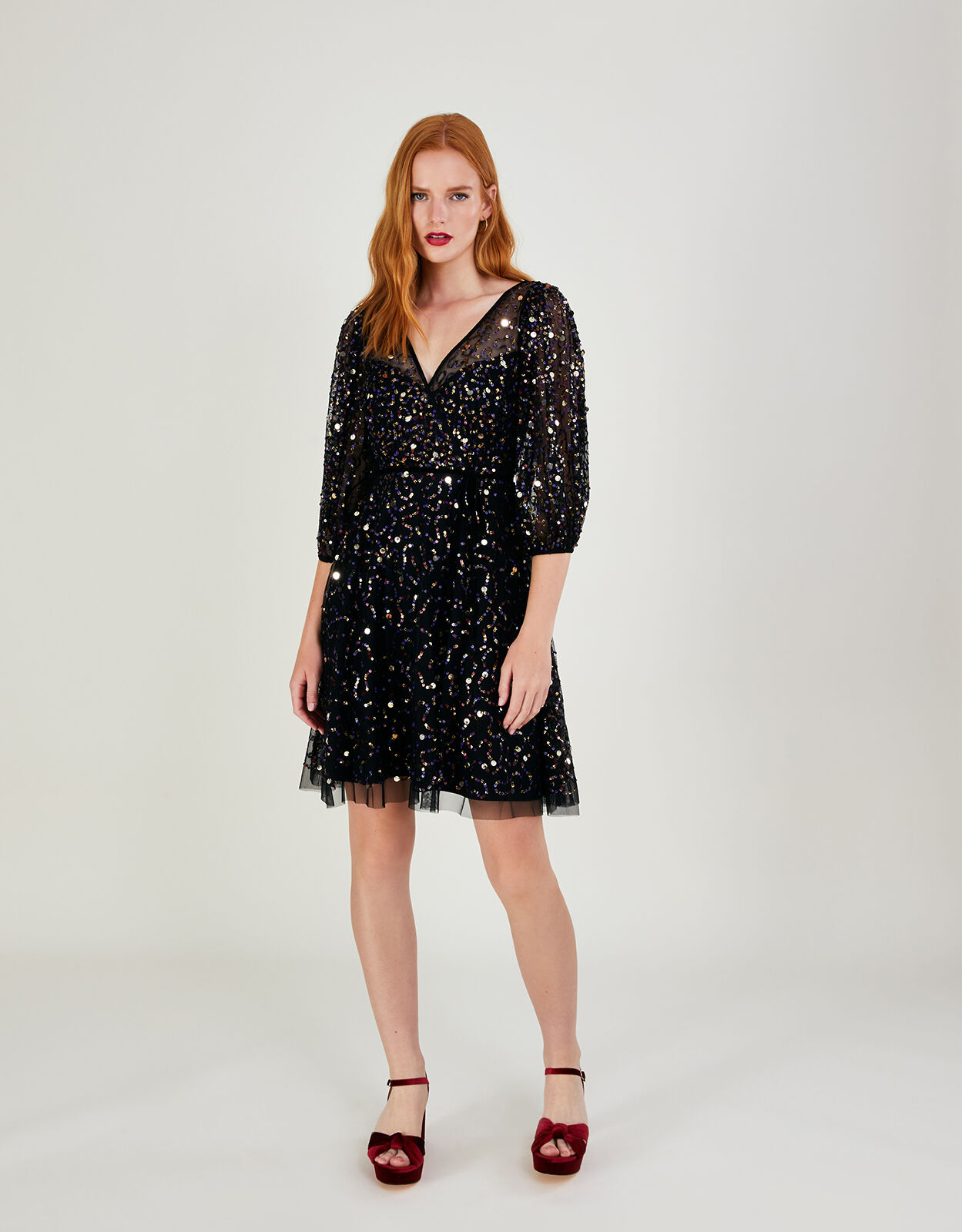 Sequin wrap dress top
