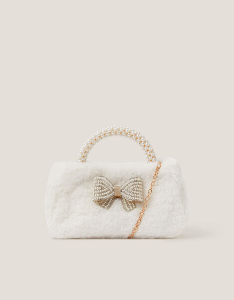 Fluffy Pearl Handle Bag, , large