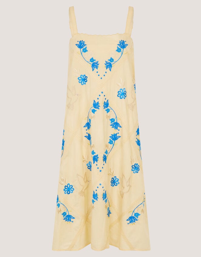 Sophie Embroidered Midi Cami Dress, Yellow (YELLOW), large