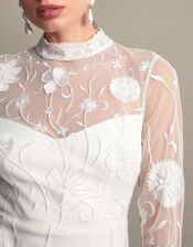 Krystyna Embroidered Short Wedding Dress, Ivory (IVORY), large