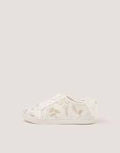 Floral Embroidered Trainers, Ivory (IVORY), large