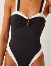 Sabrina Two Tone Swimsuit, Black (BLACK), large