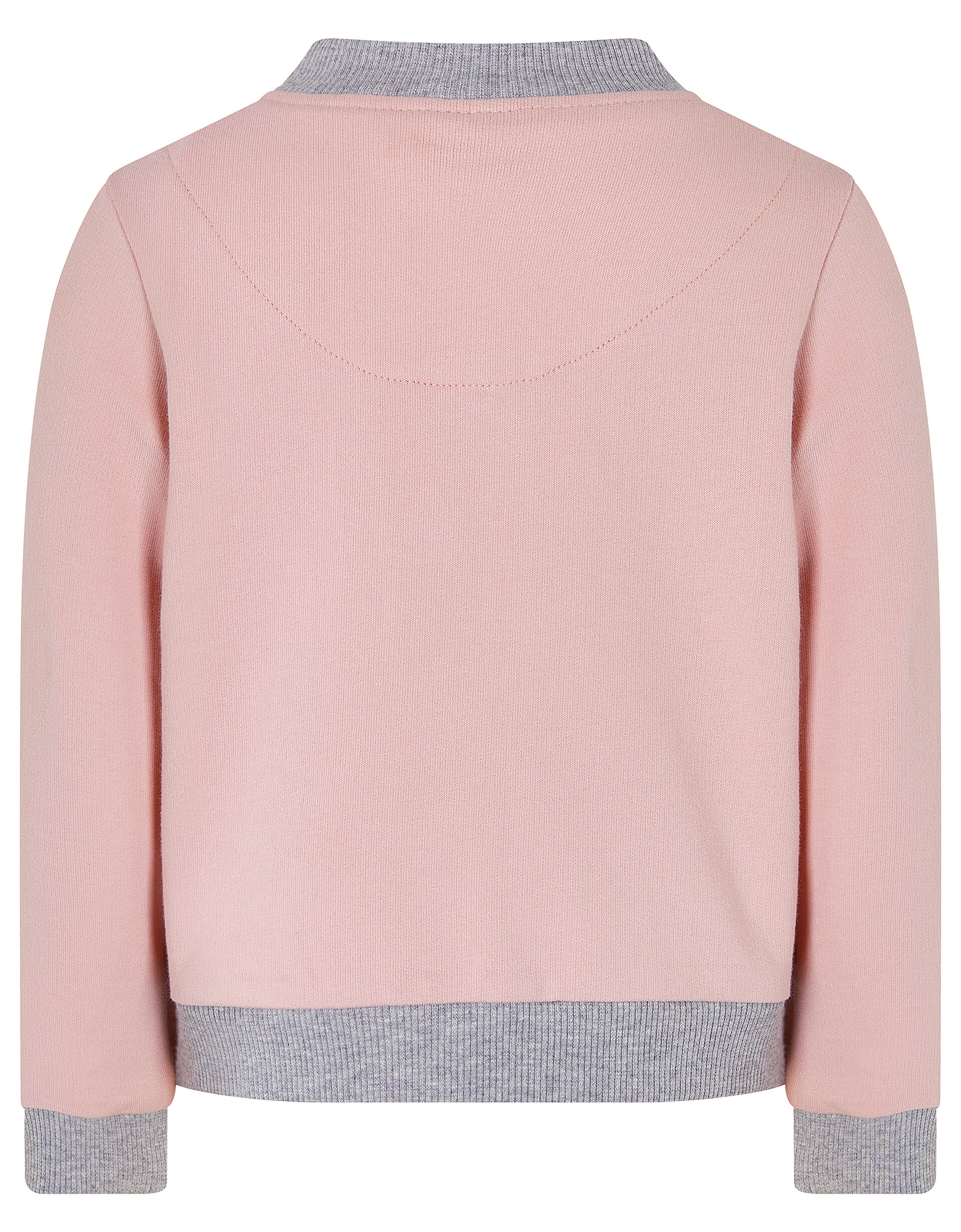 Babyhug Cotton Knit Drop Shoulder Full Sleeves Bomber Jacket with Bow Graphics - Pink