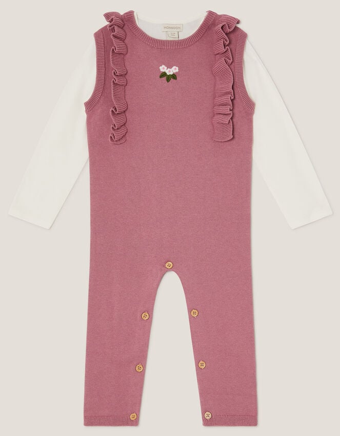 Baby Top & Knit Dungarees Set, Pink (PINK), large