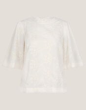 Harika Floral Embroidered Top, Ivory (IVORY), large