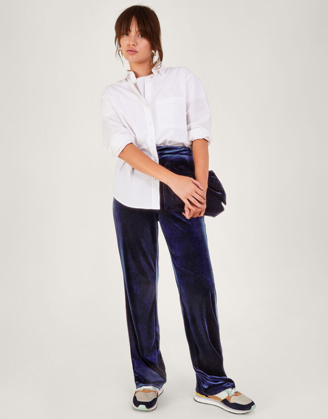 Blake Velvet Kick Flare Trousers, Blue (MIDNIGHT), large