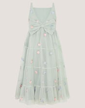 Luna Floral Embroidered Mesh Party Dress, Green (SAGE), large