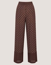 Magdalena Geometric Jersey Trousers, Brown (CHOCOLATE), large