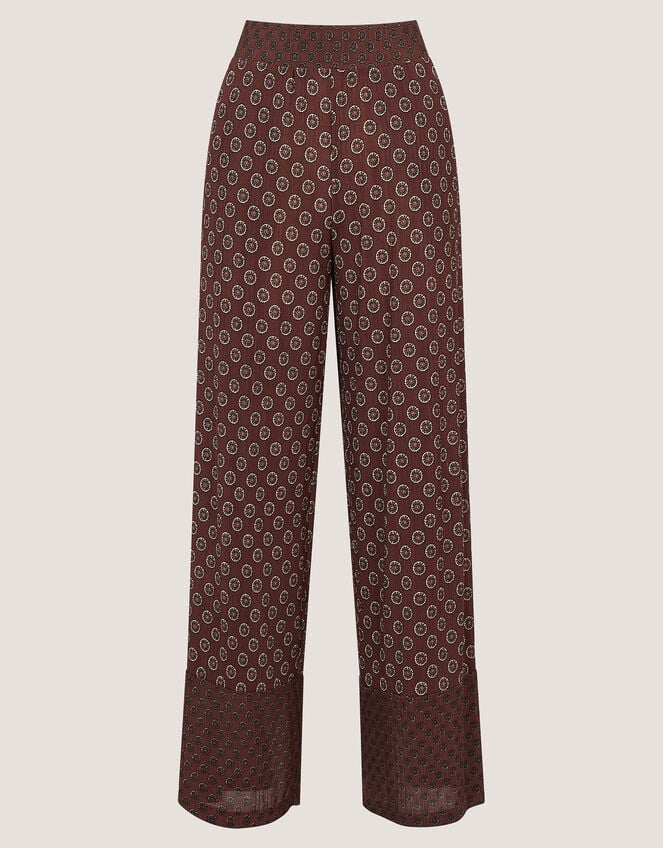 Magdalena Geometric Jersey Trousers, Brown (CHOCOLATE), large