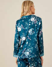 Floral Satin Pyjama Set, Teal (TEAL), large