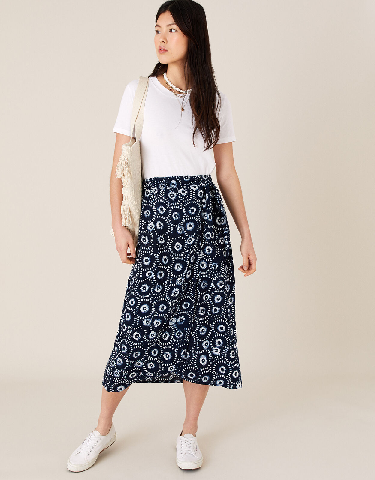 ARTISAN STUDIO Batik Print Wrap Skirt Blue