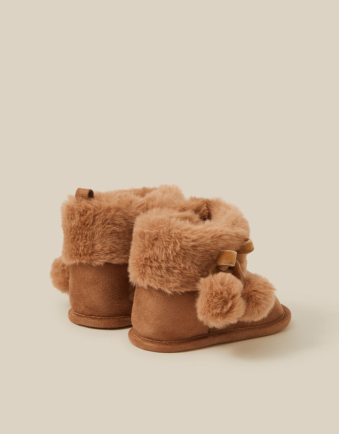 Baby Fluffy Faux Suede Booties, Tan (TAN), large