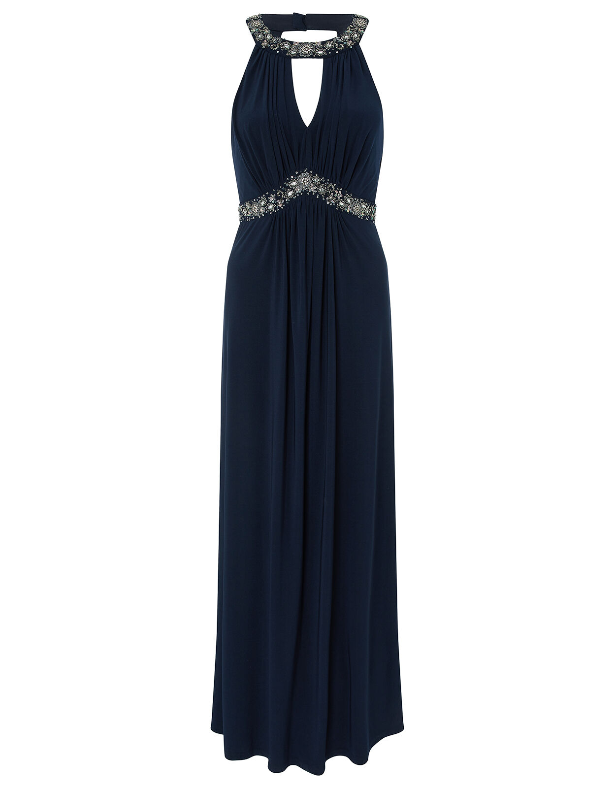 Isabeli Embellished Jersey Maxi Bridesmaid Dress Blue