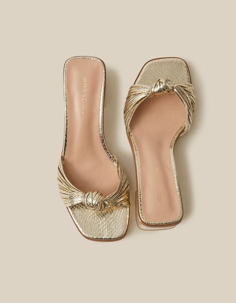 Gwen Knot Metallic Mules, Gold (GOLD), large