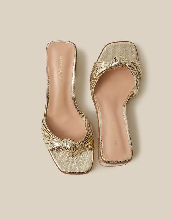 Gwen Knot Metallic Mules, Gold (GOLD), large