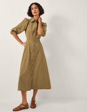 Verity Midi Shirt Dress, Natural (NATURAL), large
