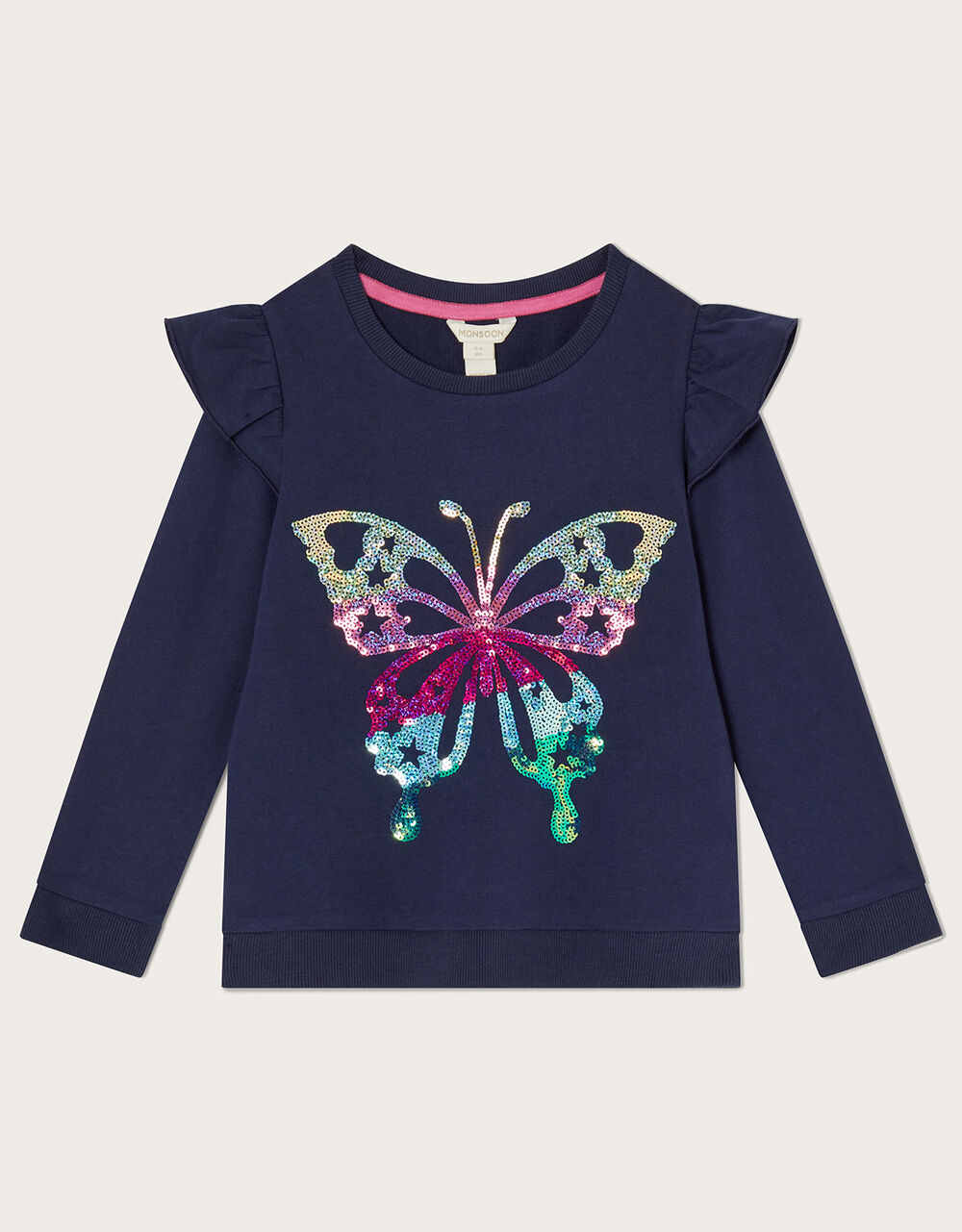 Sequin Ombre Butterfly Jumper in Sustainable Cotton Blue
