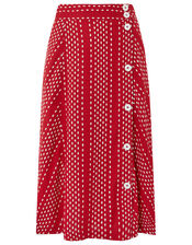 Itria Printed Midi Skirt, Red (RED), large