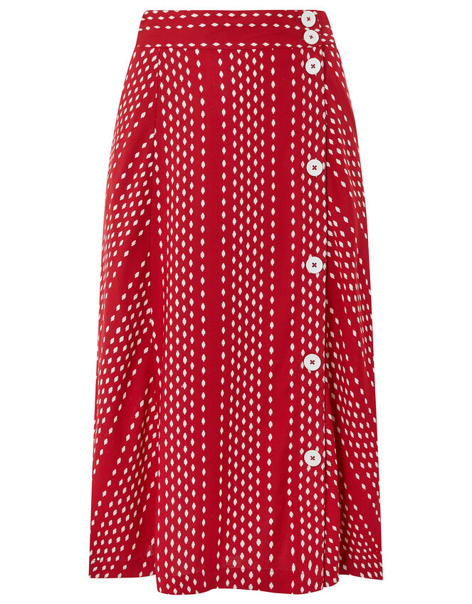 Itria Printed Midi Skirt, Red (RED), large