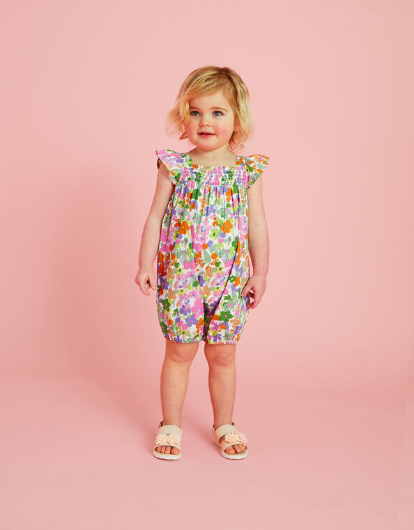 Baby Bright Floral Romper , Green (GREEN), large
