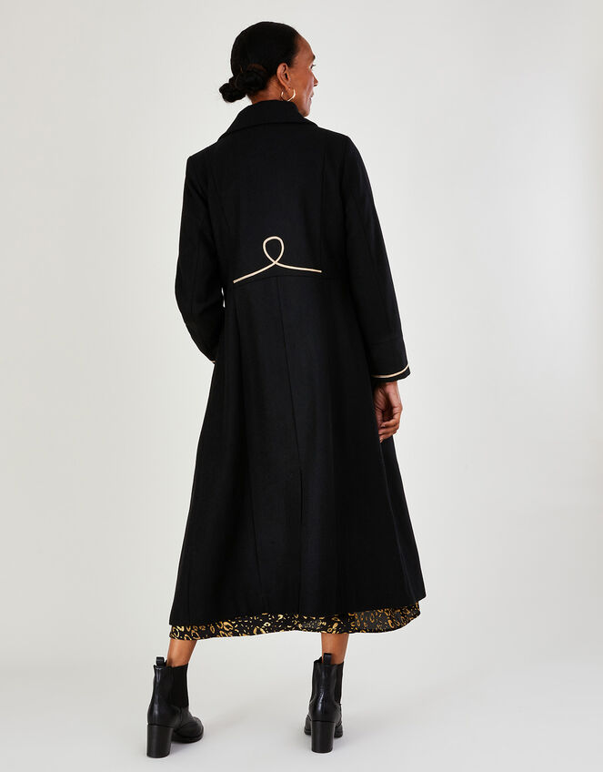 Minnie Military Long Wool Coat, Black (BLACK), large