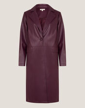 Paola Faux Leather Trench Coat, Red (BURGUNDY), large