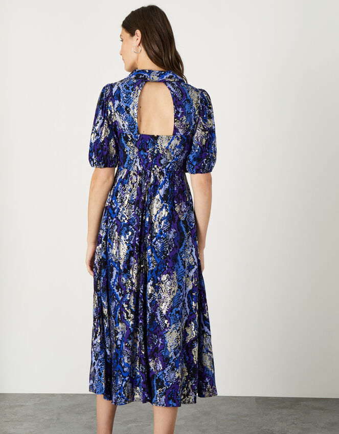 Nagini Snake Print Midi Dress, Blue (BLUE), large