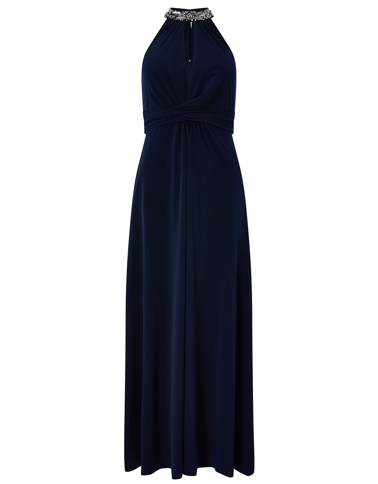 Izzie Embellished Jersey Maxi Dress Blue