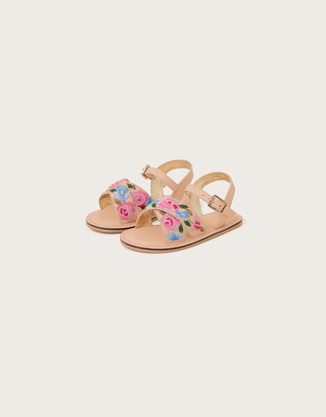 Floral Embroidered Walker Sandals, Pink (PINK), large